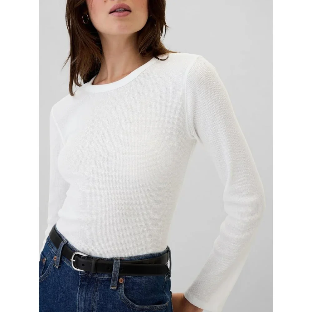 Womens Long Sleeve Waffle Knit T-Shirt - Picture 5 of 5